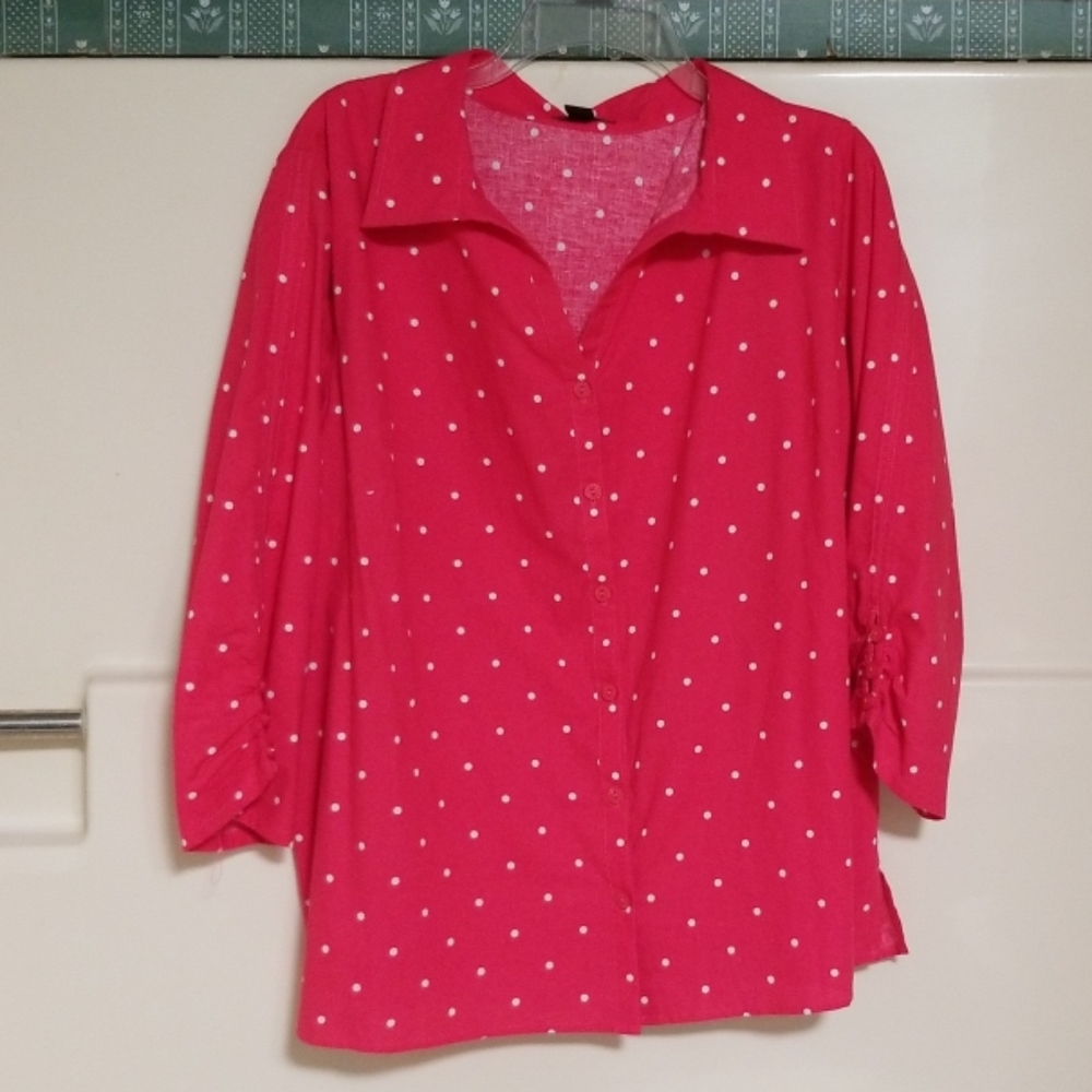 Women's 1X Erika Blouse Hot Pink